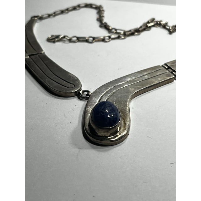 1980s Vintage Native American, Wilson Padilla, Sterling, Silver and Sodalite Necklace For Sale - Image 5 of 7