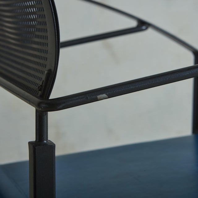 Iron ‘Carrè Vi’ Chairs in Blue Leather by Fly Line, Italy 1990s For Sale - Image 4 of 11