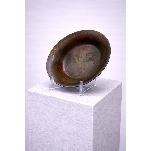 Mid-Century Danish Kromo Bronze Bowl with Heron Motif, 1940s For Sale - Image 3 of 8