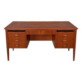 Large Mid-Century Danish Teak Twin Pedestal Executive Desk, 1960s For Sale