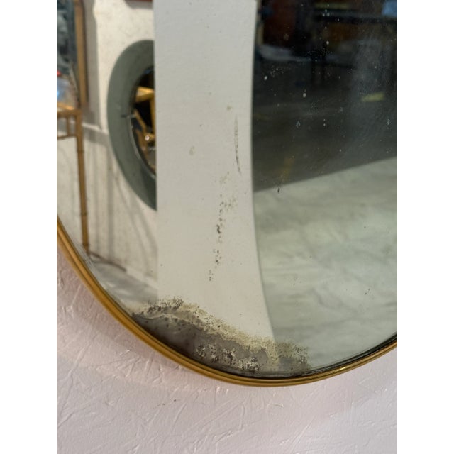 Italian Shield-Shaped Wall Mirror With Brass, 1960s For Sale - Image 4 of 6