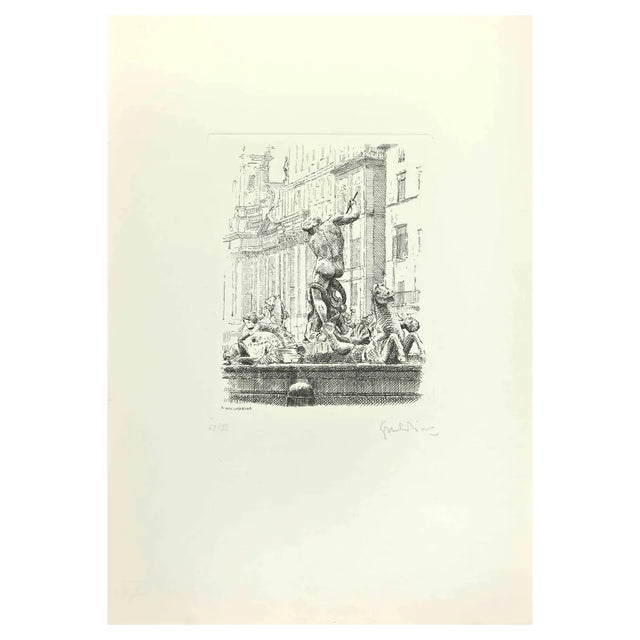 Giuseppe Malandrino, Navona Square, Etching, 1970s For Sale