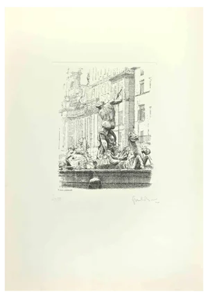 Giuseppe Malandrino, Navona Square, Etching, 1970s