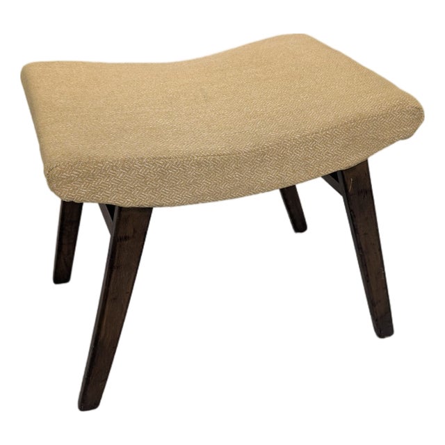 Vintage Pouf in Fabric and Wood, 1960s For Sale