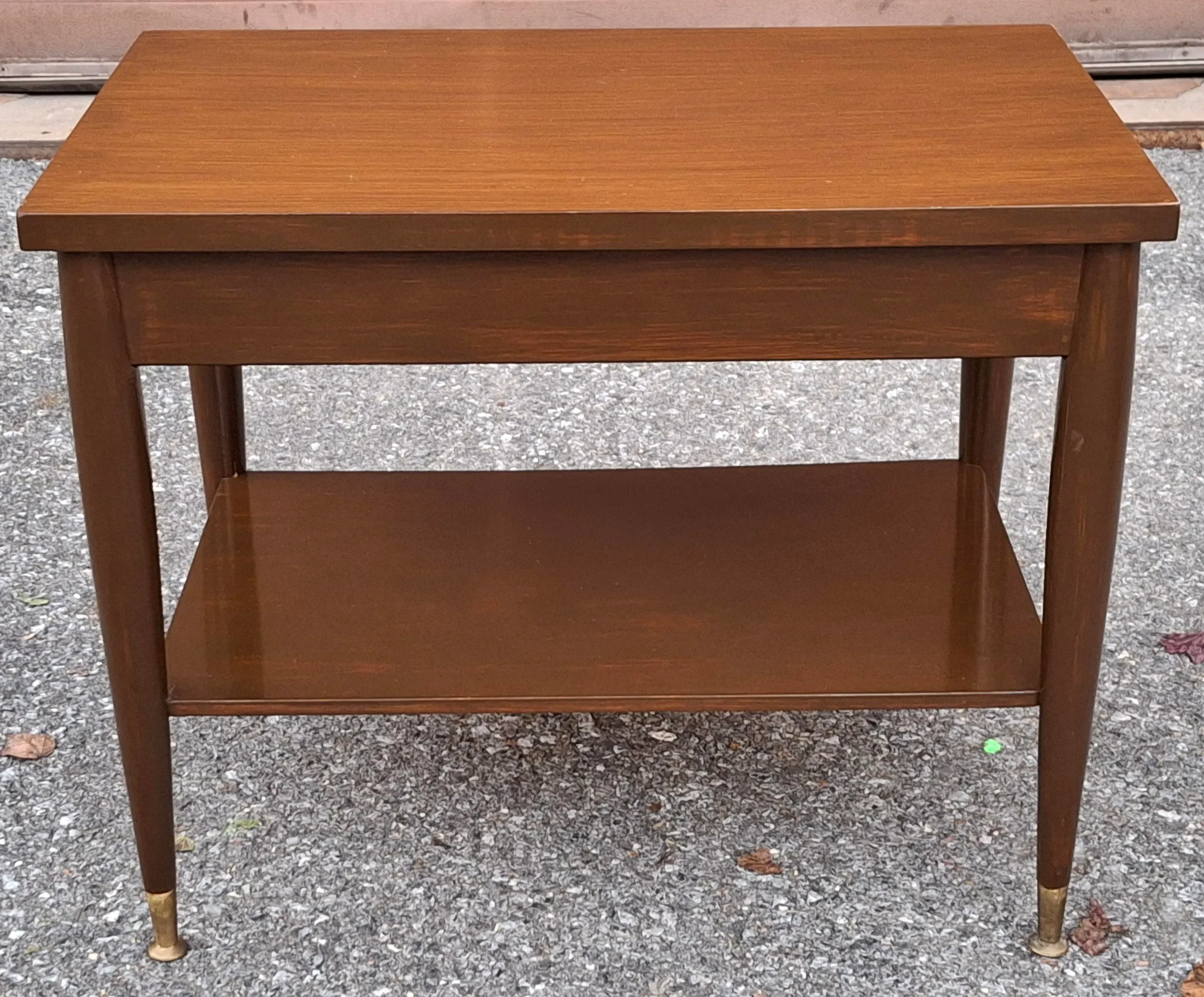 1950s Mersman Furniture Varnished Walnut and Fluted Brass Legs