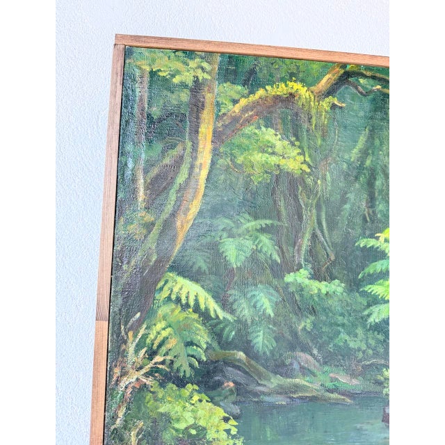 Jungle Forest Landscape, 1960s, Oil on Canvas For Sale - Image 7 of 18
