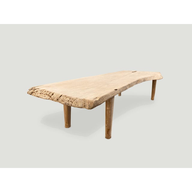 Contemporary Andrianna Shamaris Live Edge Teak Wood Coffee Table or Bench For Sale - Image 3 of 18