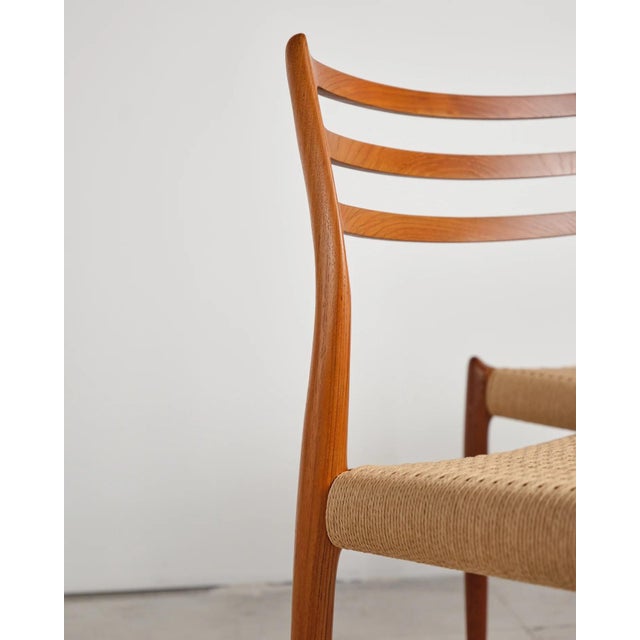 Model 78 Dining Chairs in Teak with Paper Cord Weave by Niels O. Møller for j.l. Møllers, Denmark, 1960s, Set of 6 For Sale - Image 12 of 18