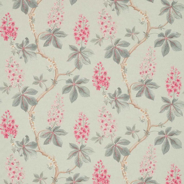 Sanderson Chestnut Tree Fabric in Seaspray/Peony - a Sample For Sale