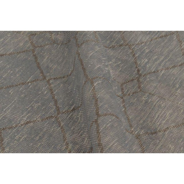Textile Vintage Distressed Rug, Minimalist Diamond Lattice on Gray - Rug & Kilim For Sale - Image 7 of 8
