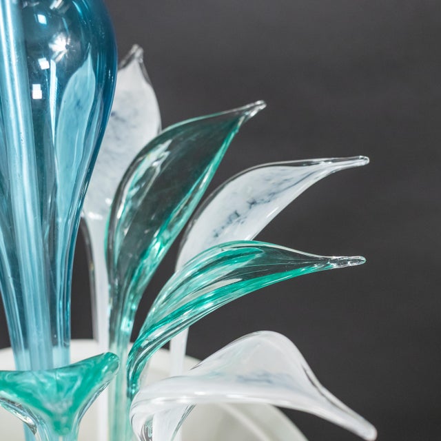Mid-Century Murano With Tricolor Underside Roundel: Teal, Aubergine, Chartreuse in the Manner of Barovier For Sale - Image 18 of 18