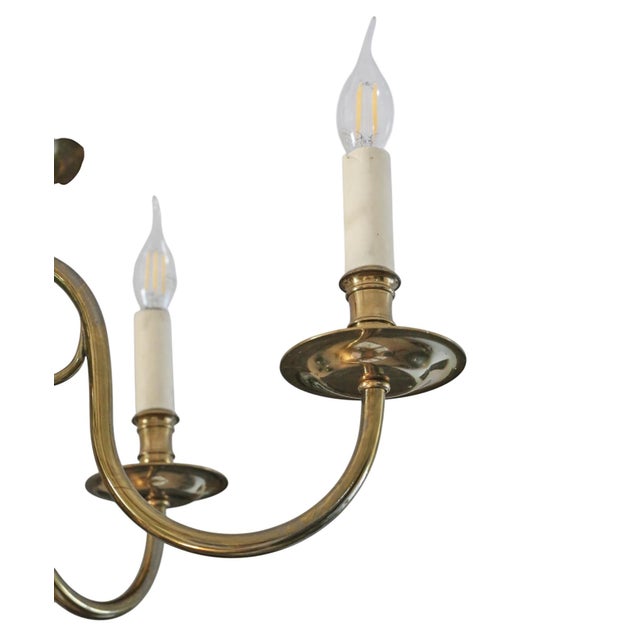 Large Vintage Ormolu Brass Chandelier, 1970 For Sale - Image 4 of 7