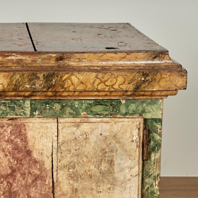 Antique Italian Provincial Faux Marble Cabinet Pedestal For Sale - Image 4 of 10