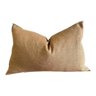 French Flax Linen Accent Pillow in Tabac For Sale