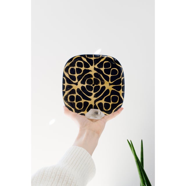 Rosenthal Mid-Century Modern Rosenthal Germany Blue & Gold Porcelain Wall Plate For Sale - Image 4 of 11
