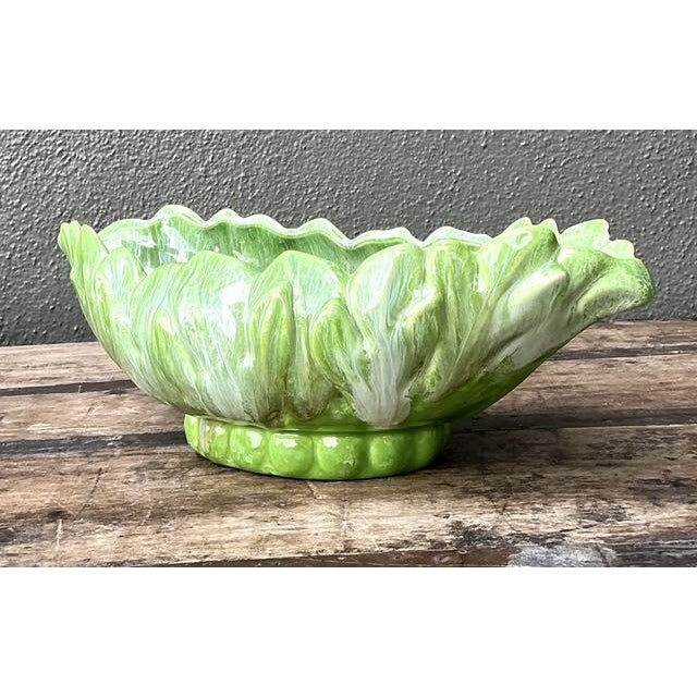 Bright Green Vintage Royal Haeger Glazed Ceramic Leaf Bowl For Sale - Image 8 of 12