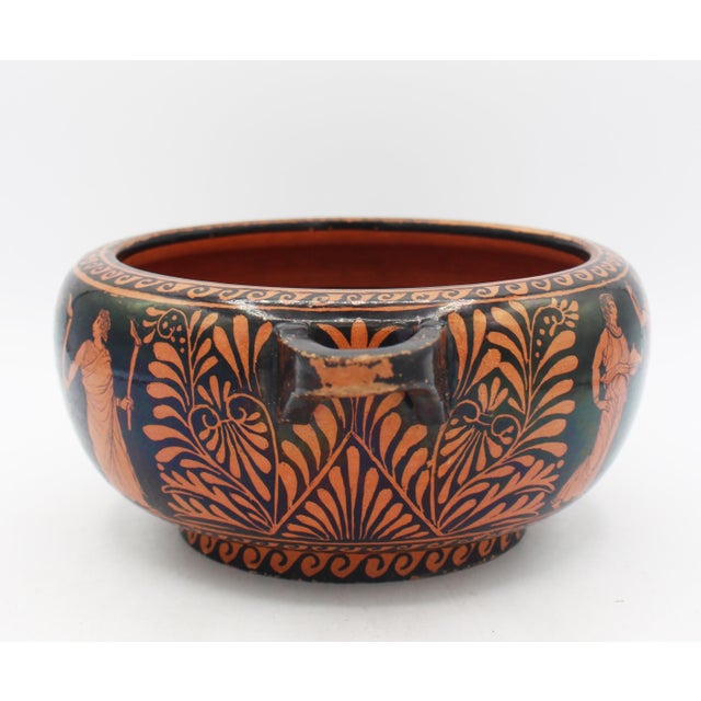 Giustiniani Pottery Greek Revival Handled Low Krater (low bowl), mid-19th century. Neopolitan red figure decoration. Part...