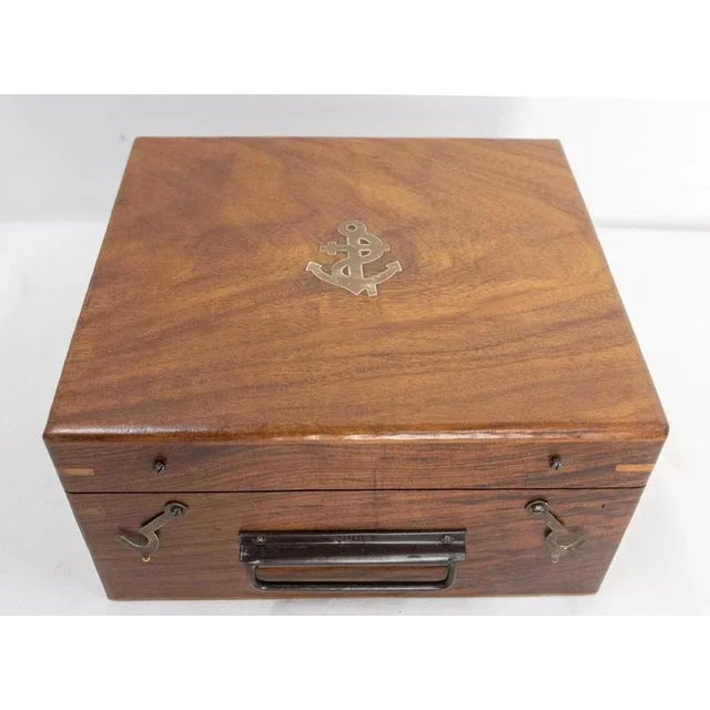 Late 19th Century English Antique Brass and Walnut Sextant Box by Henry Barrow, 1880s, Set of 4 For Sale - Image 5 of 18