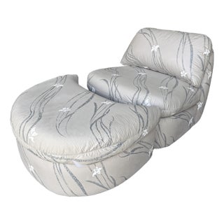 Postmodern Curved Slipper Chair With Ottoman From 80's For Sale