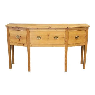 Vintage Shaker Style Pine Console Sideboard Buffet With Brass Pulls For Sale
