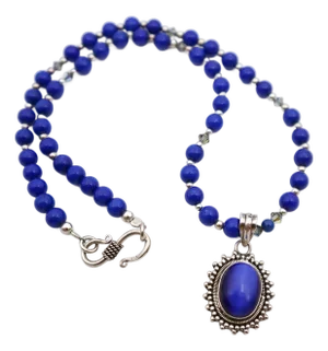 Blue Catsite With Lapis Lazuli Sterling Necklace