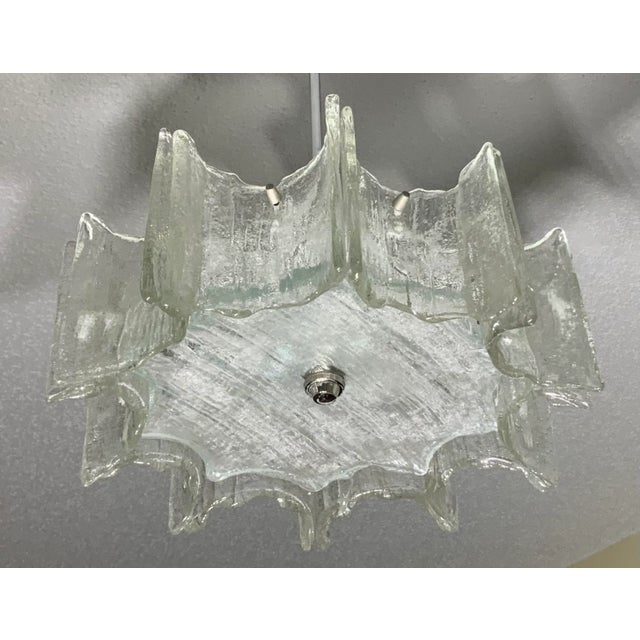 Vintage 1960s Texture Glass Chandelier For Sale - Image 9 of 13
