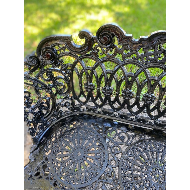 Metal Mid 19th Century Victorian Betsy Ross Cast Iron Garden Bench For Sale - Image 7 of 10