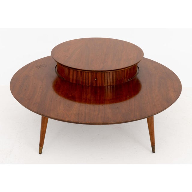 Mid-Century Modern Mahogany Circular Cocktail Table For Sale - Image 4 of 11
