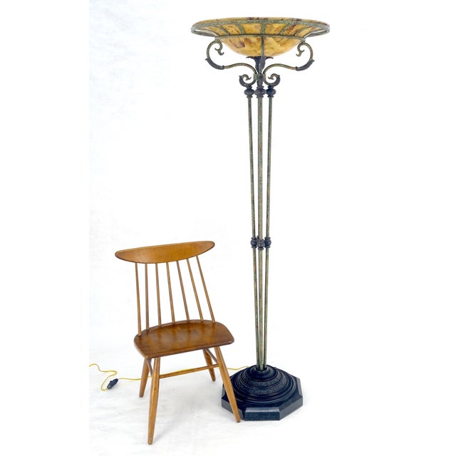 Large 24" Diameter Onyx Shade Black Marble Maitland Smith Floor Lamp MINT For Sale - Image 15 of 15