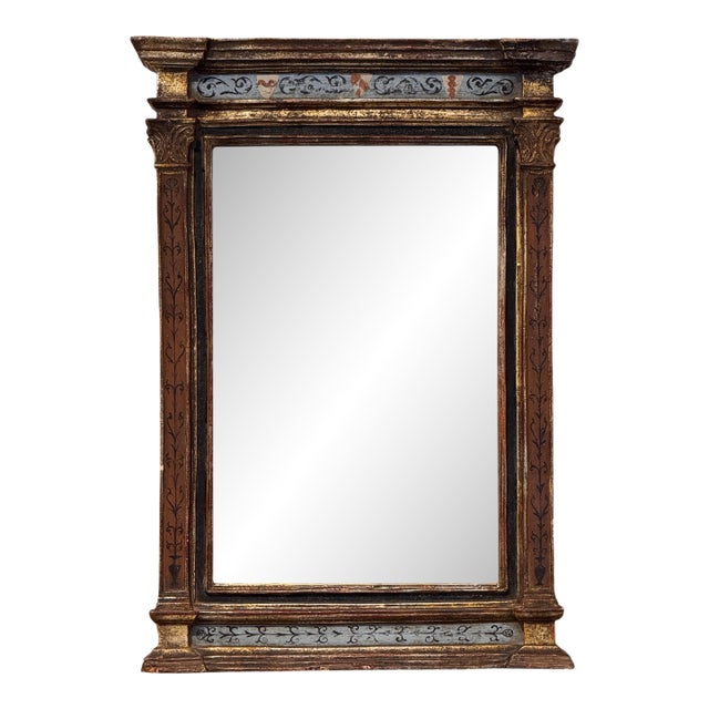 Italian Painted and Parcel Gilt Plaster Mirror For Sale