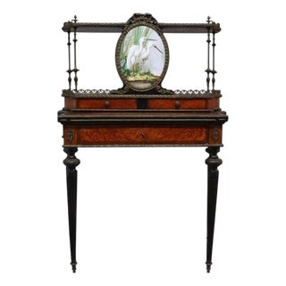 French Louis XVI Aesthetic Burl, Ebonized & Ormolu Bonheur Du Jour C1880 For Sale