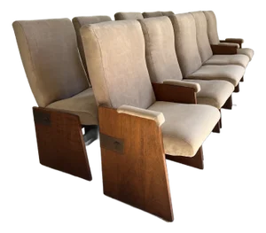 Vintage High Back Upholstered Tan and Walnut Dining Chairs After Adrian Pearsall - Set of 10
