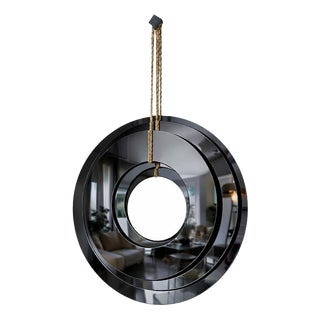 Collimate Black Hanging Wall Mirror by GTG Design Couture For Sale