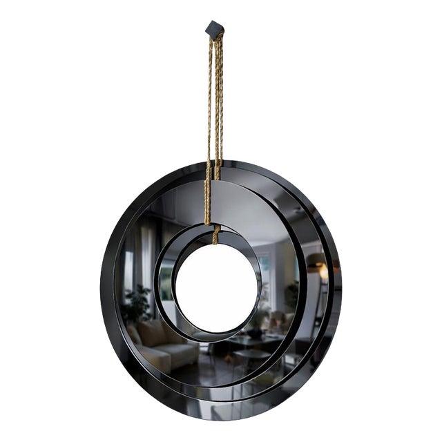 Collimate Black Hanging Wall Mirror by GTG Design Couture For Sale