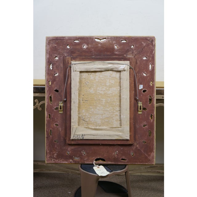 Textile Late 20th Century Self Portrait Italian Gentleman Oil Painting on Linen After Gian Lorenzo Bernini 28" For Sale - Image 7 of 10