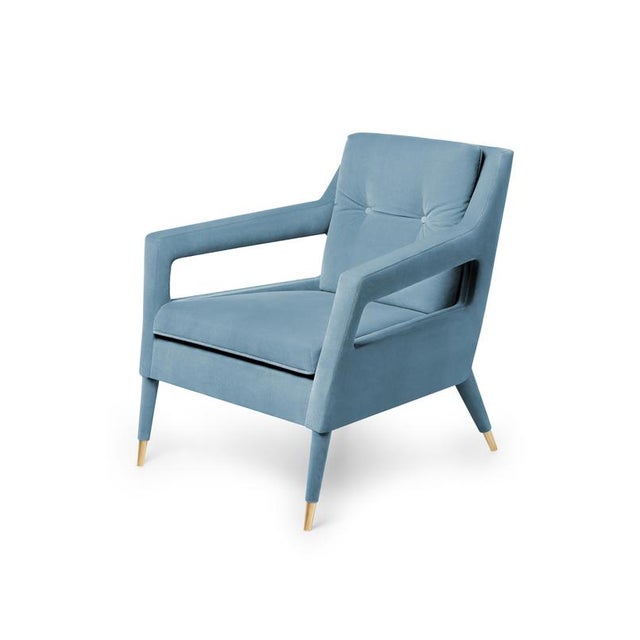 Chantal armchair by munna dimensions: d 88 x w 78 x h 85 cm. Sh: 46 cm. Materials: wood, foam, nickel, and upholstery....