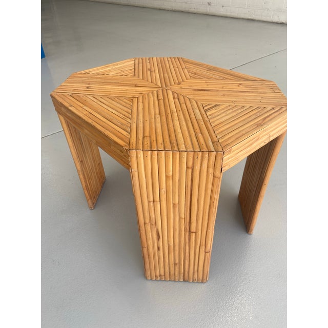 Postmodern Octagonal Split Reed Side Table For Sale In Chicago - Image 6 of 10