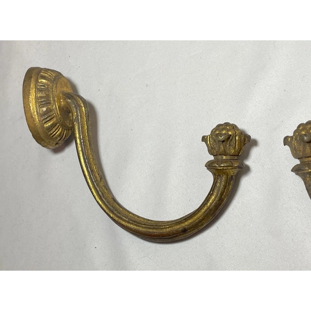 19th Century Pair of Antique 19th Century Gilt Bronze Ornate Victorian Wall Hooks Bracket For Sale - Image 5 of 9