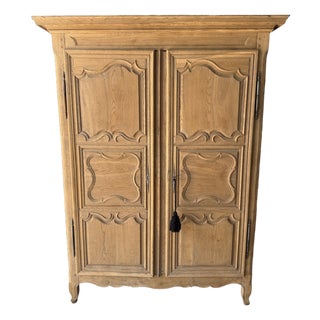 18th Century French Louis XV Solid Oak Bleached Armoires Wardrobes For Sale