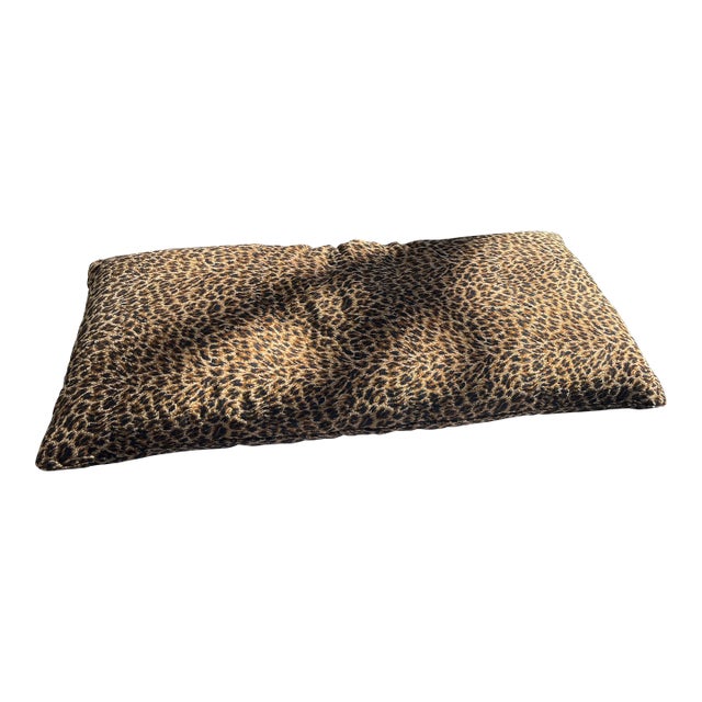 Large Floor Cushion in Woven Leopard Pattern Fabric For Sale