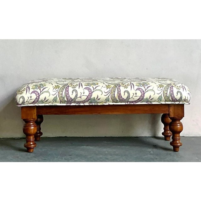 Vintage Boho Turned Wood Bench For Sale - Image 9 of 12