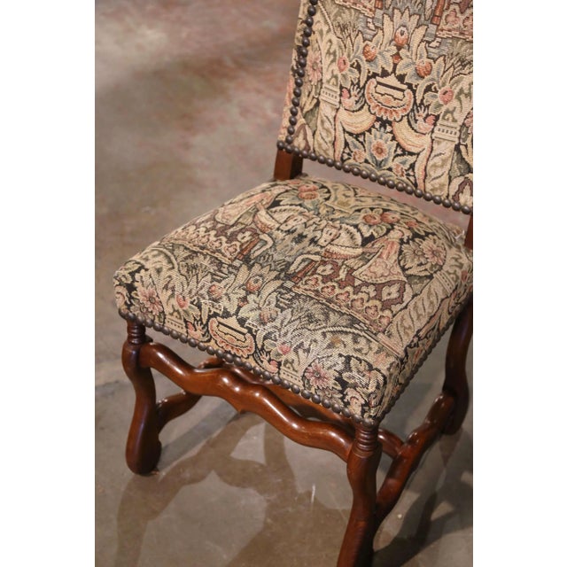 Brown Mid-Century French Carved Sheep Bone Dining Chairs and Armchairs, Suite of 8 For Sale - Image 8 of 12