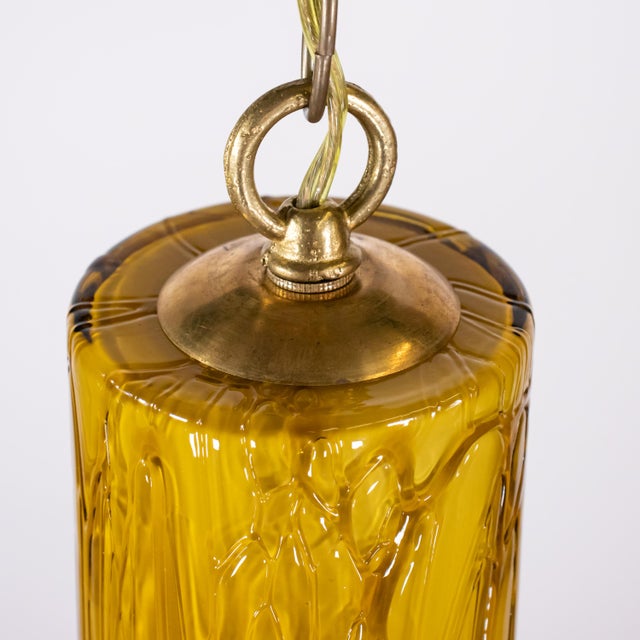 Set of 4 Mid-Century Murano Tubular Pendant Lights in Amber Cased Over White Glass Inspired by Carlo Nason For Sale - Image 18 of 18