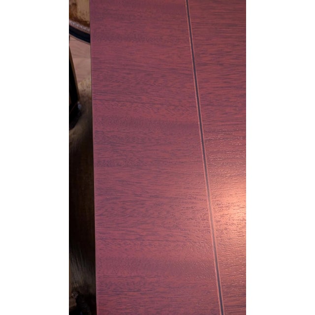 1980s 1980s Solid Mahogany Dining Table With Crushed Velvet Chairs For Sale - Image 5 of 11