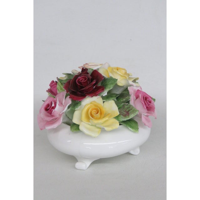 Late 20th Century Royal Adderley Bone China Floral Basket of Roses Figurine Made in England 5054b For Sale - Image 5 of 18