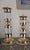 Very rare Mid-Century Modern Hollywood glam candle holders featuring sculptural lucite columns accented with polished...
