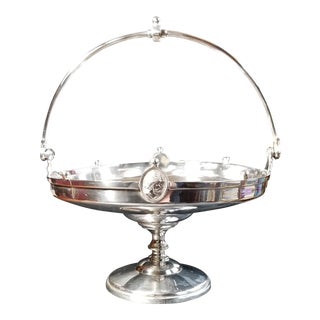 Antique Reed & Barton Silver Plate Roman Medallion Brides Basket Cake Stand For Sale