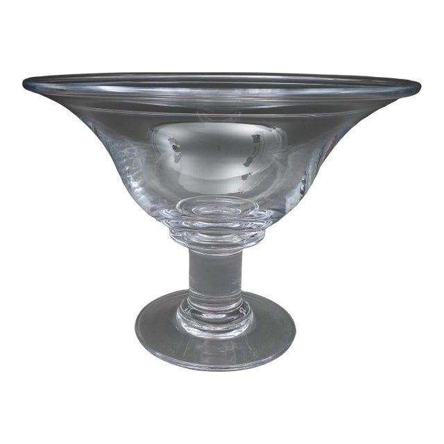 Simon Pearce Shelburne Footed Pedestal Compote Centerpiece Large Glass Bowl For Sale
