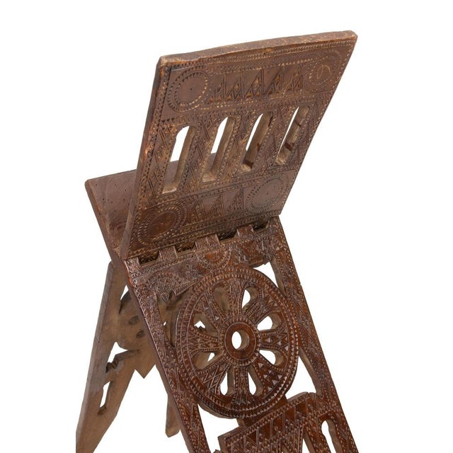 Brown Carved Wooden Folding Easel, North Africa, 20th Century For Sale - Image 8 of 9