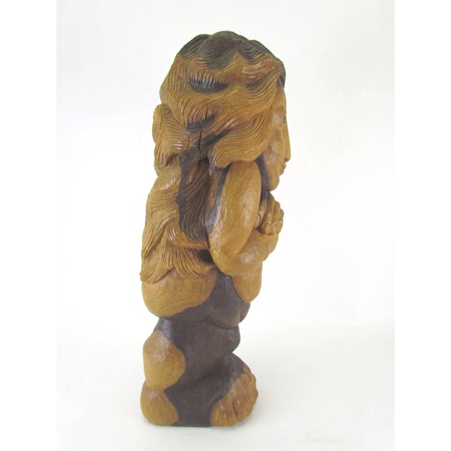 1970s Carved Wood Mid-Century Sculpture Titled “Miss Num” by Diane Derrick For Sale - Image 5 of 11